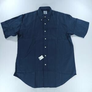 Vintage 90s Brooks Brothers All Linen Sport Shirt Navy NWT Men M Hong Kong